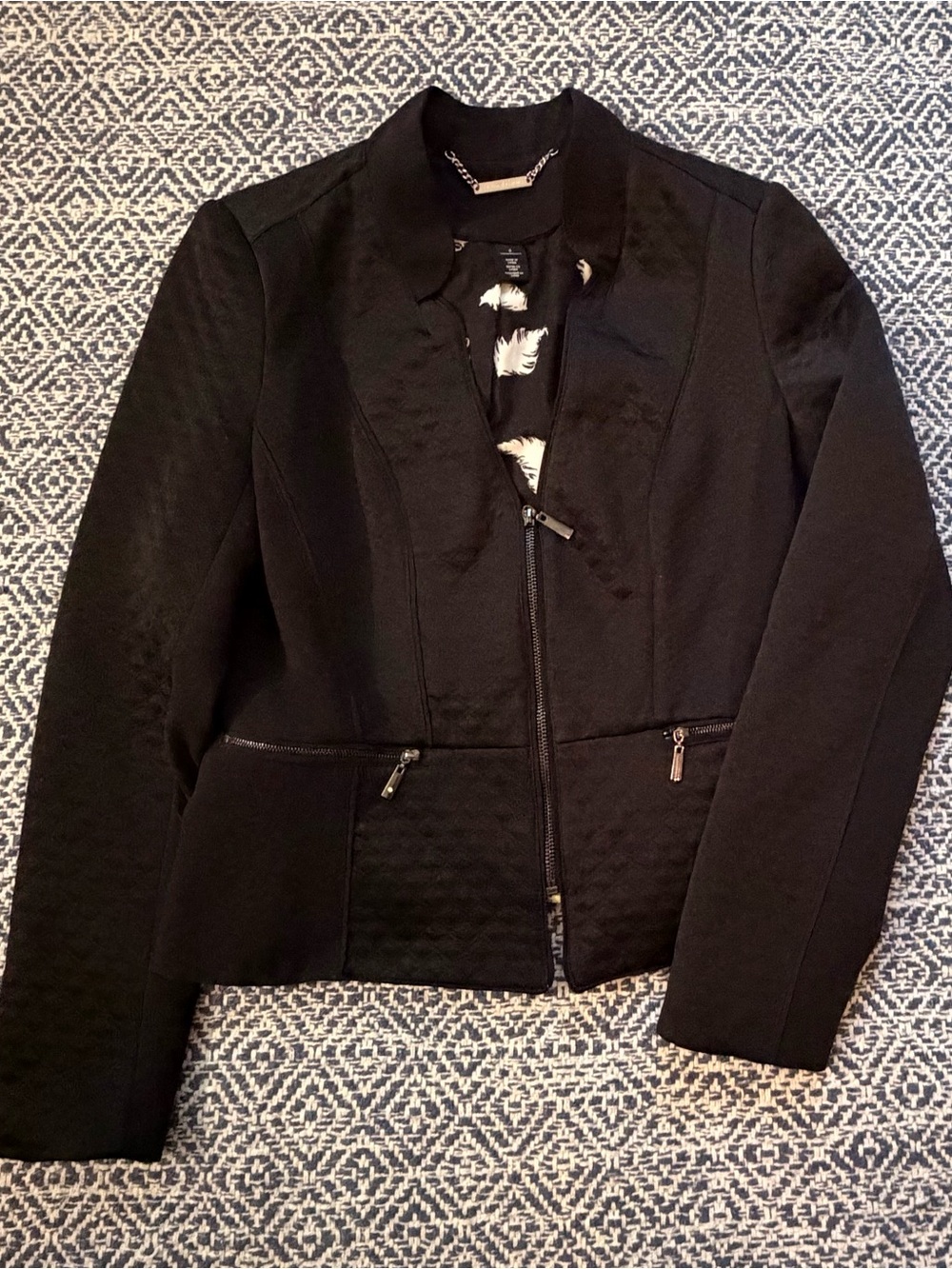 White House Black Market Tailored Cropped Women's Zip-Front Jacket Sz 6